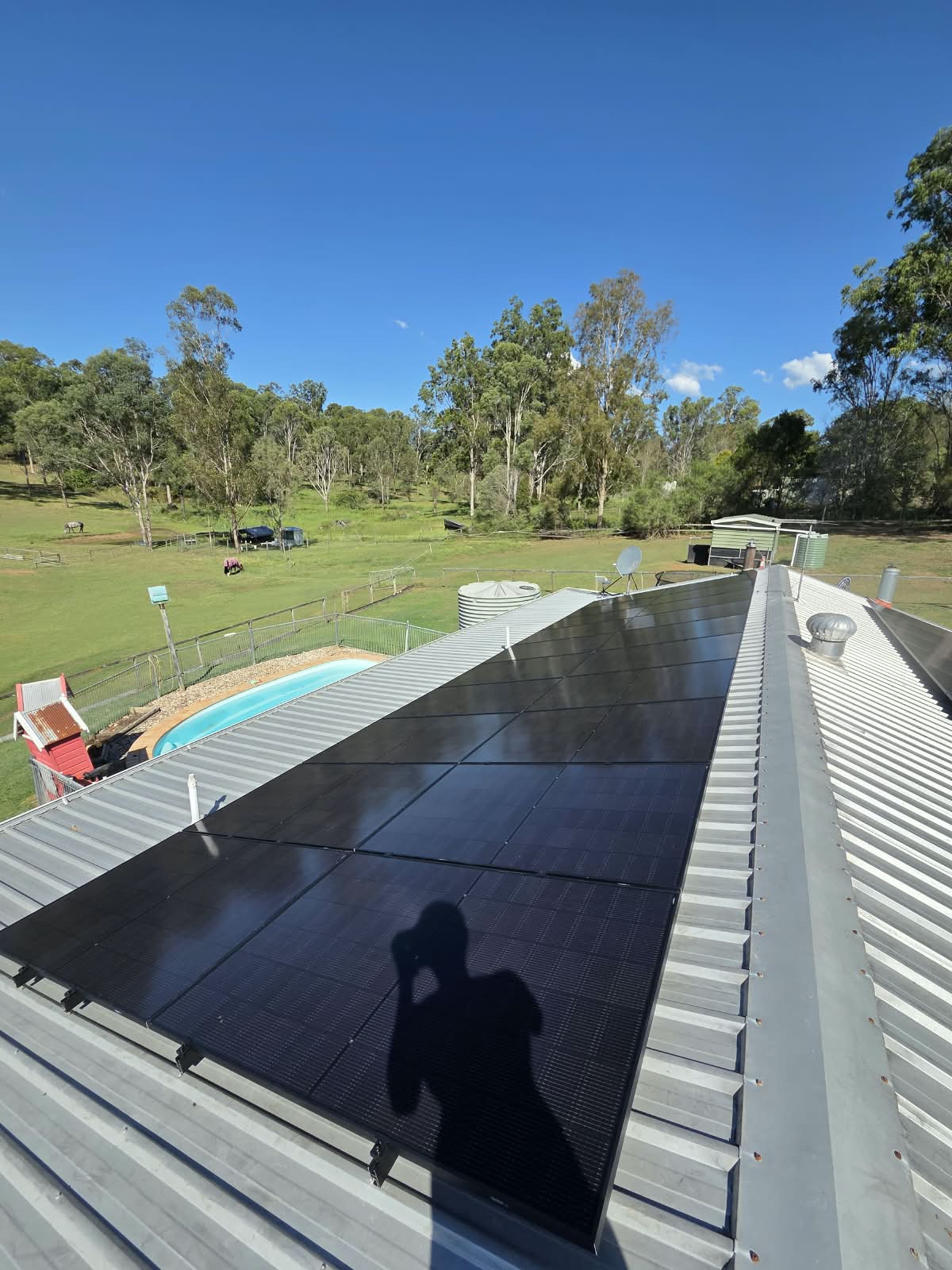 Logan Village solar roof array over pool and paddock Untapped Energy