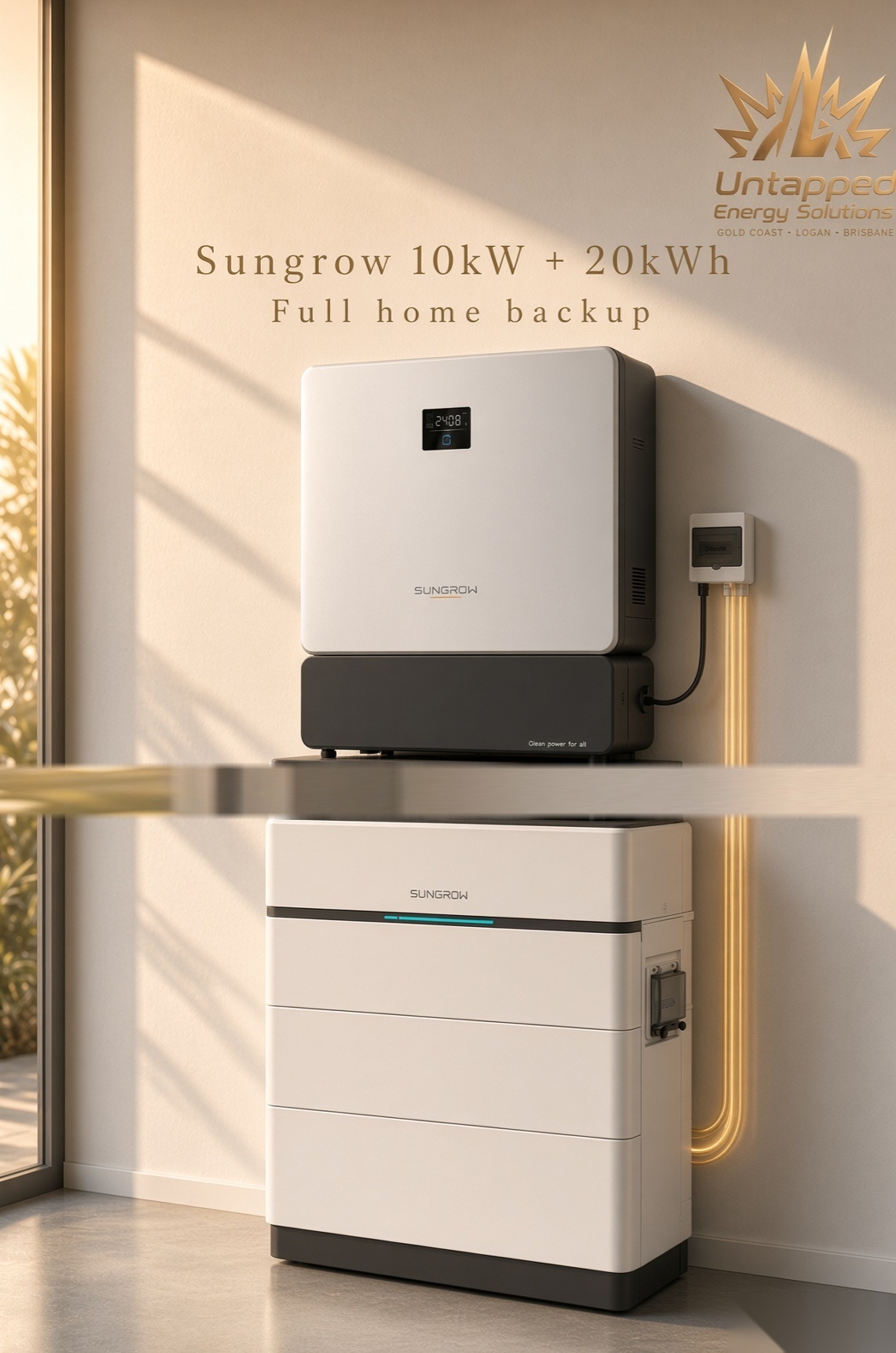Untapped Energy Big Boy Stack — Sungrow SH25T three-phase hybrid with SBH400 ~40 kWh Gold Coast