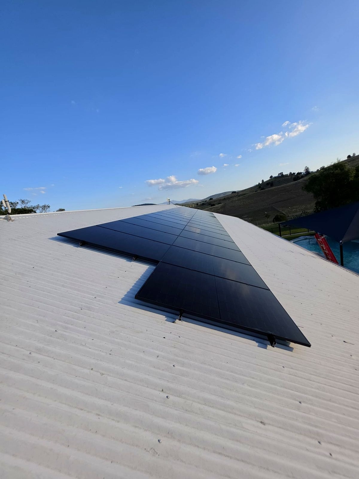 Solar array on an acreage roof